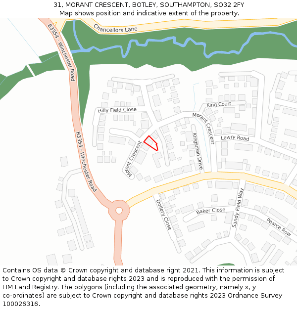 31, MORANT CRESCENT, BOTLEY, SOUTHAMPTON, SO32 2FY: Location map and indicative extent of plot