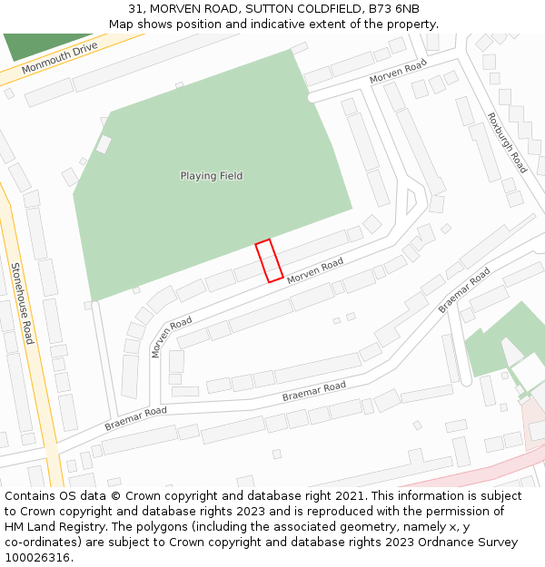 31, MORVEN ROAD, SUTTON COLDFIELD, B73 6NB: Location map and indicative extent of plot