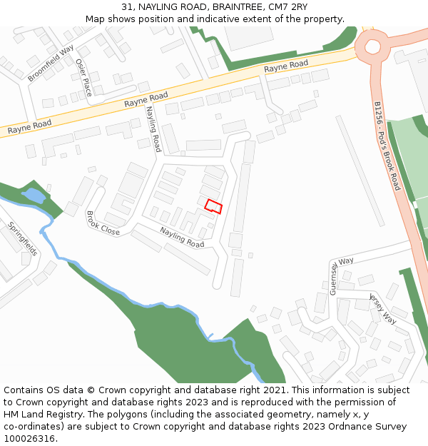 31, NAYLING ROAD, BRAINTREE, CM7 2RY: Location map and indicative extent of plot