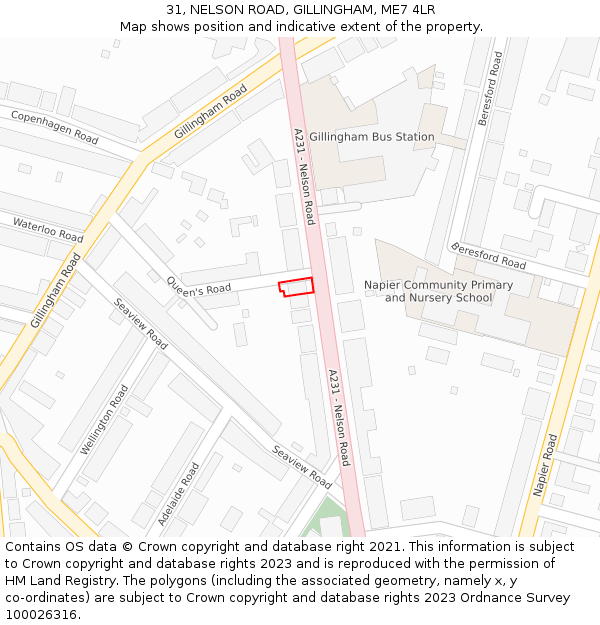 31, NELSON ROAD, GILLINGHAM, ME7 4LR: Location map and indicative extent of plot