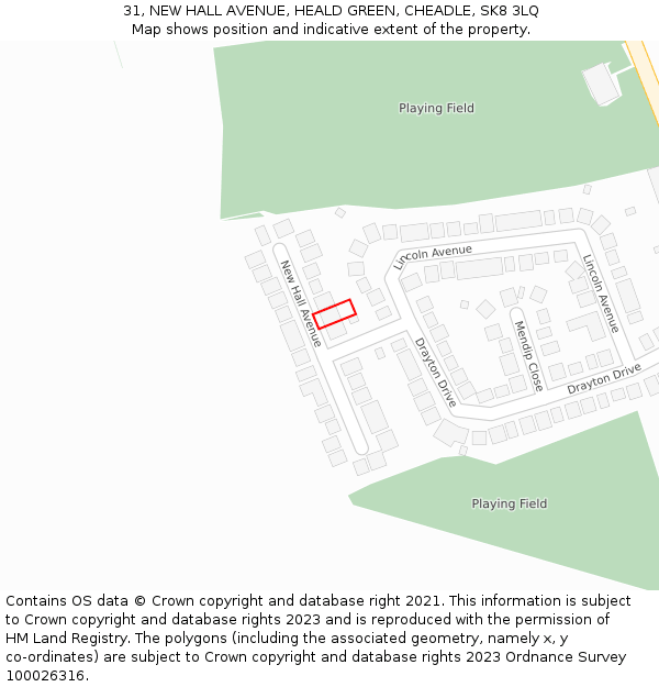 31, NEW HALL AVENUE, HEALD GREEN, CHEADLE, SK8 3LQ: Location map and indicative extent of plot