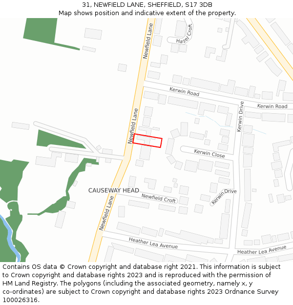 31, NEWFIELD LANE, SHEFFIELD, S17 3DB: Location map and indicative extent of plot