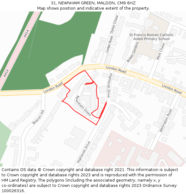 31, NEWNHAM GREEN, MALDON, CM9 6HZ: Location map and indicative extent of plot