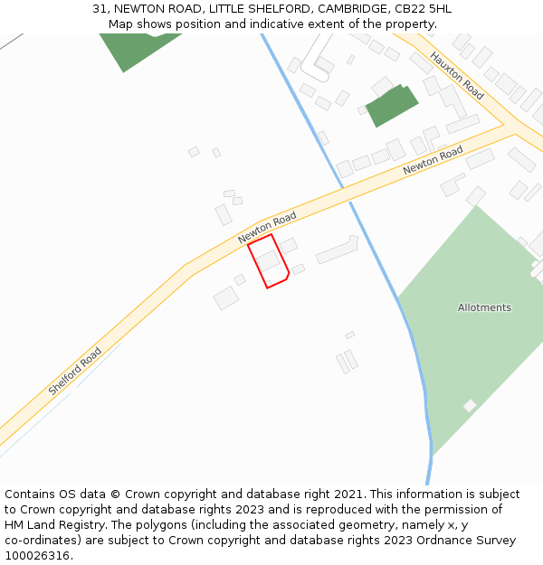 31, NEWTON ROAD, LITTLE SHELFORD, CAMBRIDGE, CB22 5HL: Location map and indicative extent of plot