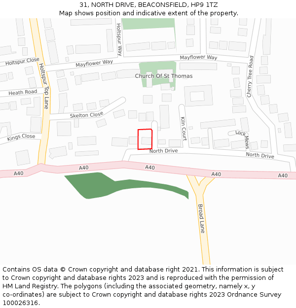 31, NORTH DRIVE, BEACONSFIELD, HP9 1TZ: Location map and indicative extent of plot