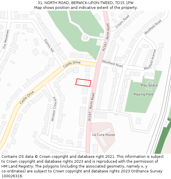 31, NORTH ROAD, BERWICK-UPON-TWEED, TD15 1PW: Location map and indicative extent of plot