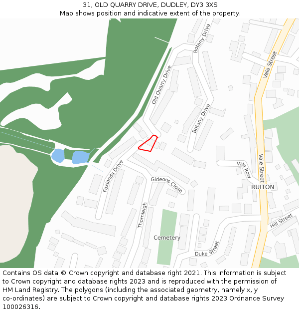 31, OLD QUARRY DRIVE, DUDLEY, DY3 3XS: Location map and indicative extent of plot