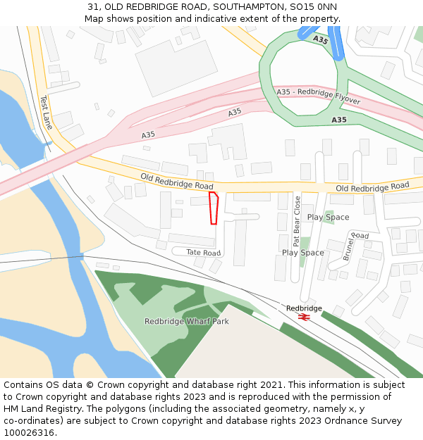 31, OLD REDBRIDGE ROAD, SOUTHAMPTON, SO15 0NN: Location map and indicative extent of plot