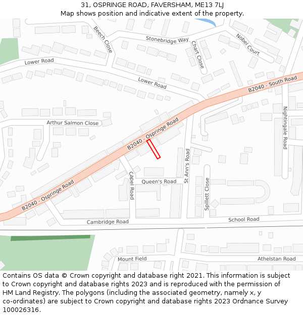 31, OSPRINGE ROAD, FAVERSHAM, ME13 7LJ: Location map and indicative extent of plot