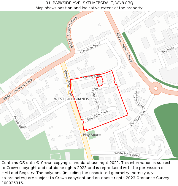 31, PARKSIDE AVE, SKELMERSDALE, WN8 8BQ: Location map and indicative extent of plot