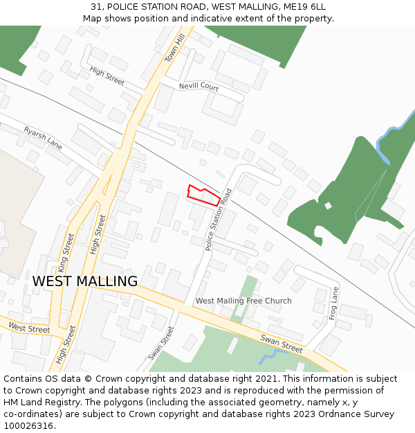 31, POLICE STATION ROAD, WEST MALLING, ME19 6LL: Location map and indicative extent of plot