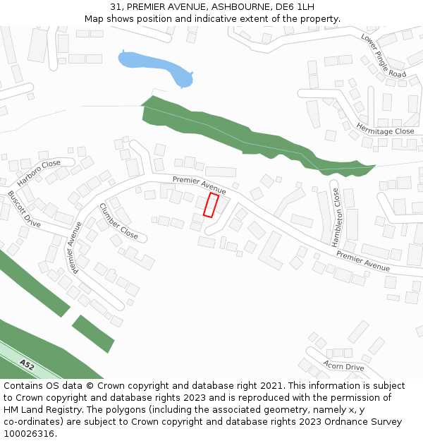 31, PREMIER AVENUE, ASHBOURNE, DE6 1LH: Location map and indicative extent of plot