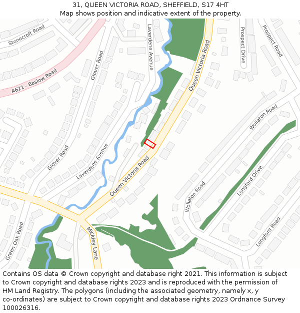 31, QUEEN VICTORIA ROAD, SHEFFIELD, S17 4HT: Location map and indicative extent of plot