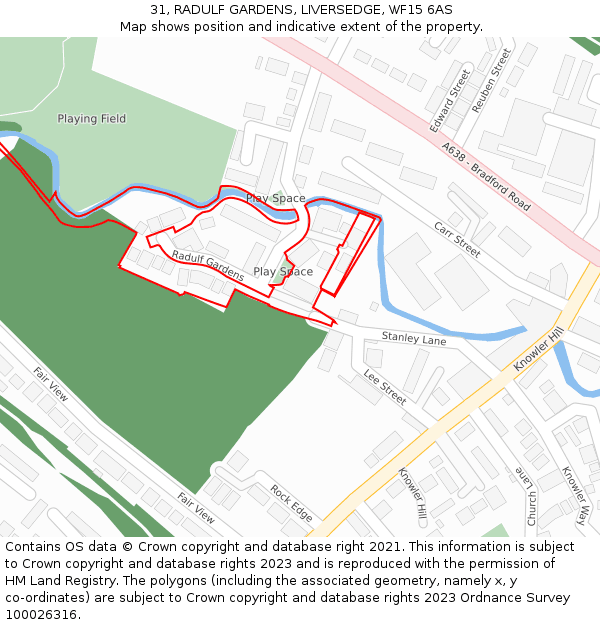 31, RADULF GARDENS, LIVERSEDGE, WF15 6AS: Location map and indicative extent of plot