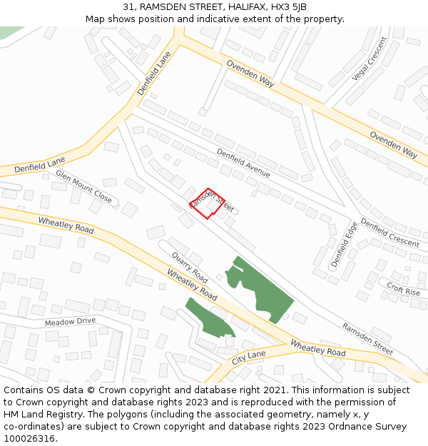31, RAMSDEN STREET, HALIFAX, HX3 5JB: Location map and indicative extent of plot