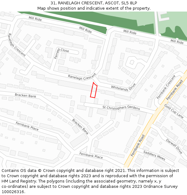 31, RANELAGH CRESCENT, ASCOT, SL5 8LP: Location map and indicative extent of plot