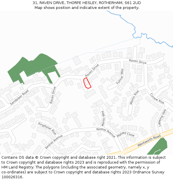 31, RAVEN DRIVE, THORPE HESLEY, ROTHERHAM, S61 2UD: Location map and indicative extent of plot