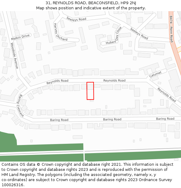 31, REYNOLDS ROAD, BEACONSFIELD, HP9 2NJ: Location map and indicative extent of plot