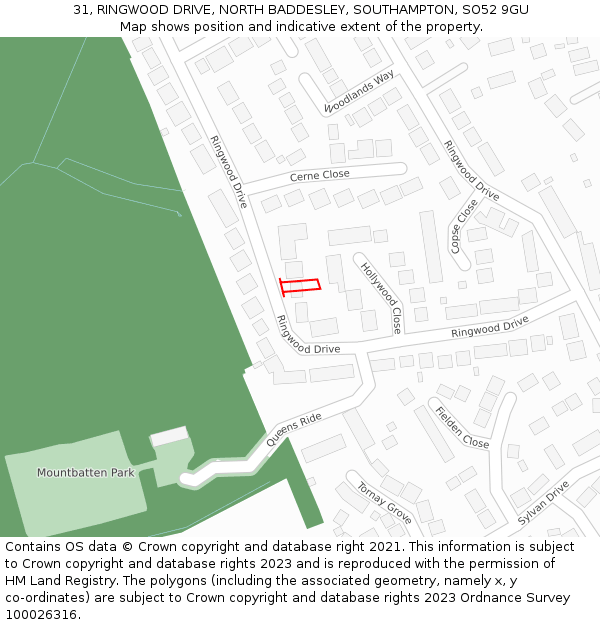 31, RINGWOOD DRIVE, NORTH BADDESLEY, SOUTHAMPTON, SO52 9GU: Location map and indicative extent of plot