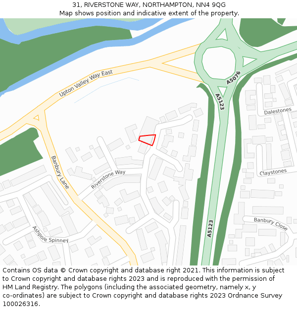 31, RIVERSTONE WAY, NORTHAMPTON, NN4 9QG: Location map and indicative extent of plot