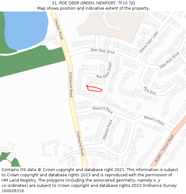 31, ROE DEER GREEN, NEWPORT, TF10 7JQ: Location map and indicative extent of plot