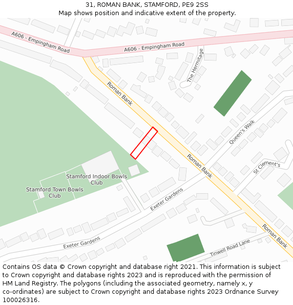 31, ROMAN BANK, STAMFORD, PE9 2SS: Location map and indicative extent of plot