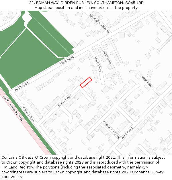 31, ROMAN WAY, DIBDEN PURLIEU, SOUTHAMPTON, SO45 4RP: Location map and indicative extent of plot