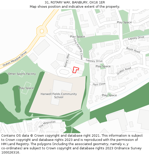31, ROTARY WAY, BANBURY, OX16 1ER: Location map and indicative extent of plot