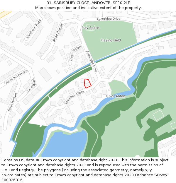 31, SAINSBURY CLOSE, ANDOVER, SP10 2LE: Location map and indicative extent of plot