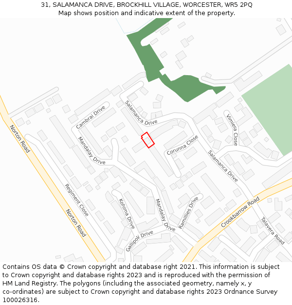 31, SALAMANCA DRIVE, BROCKHILL VILLAGE, WORCESTER, WR5 2PQ: Location map and indicative extent of plot