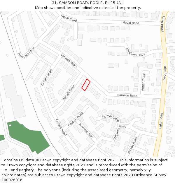 31, SAMSON ROAD, POOLE, BH15 4NL: Location map and indicative extent of plot