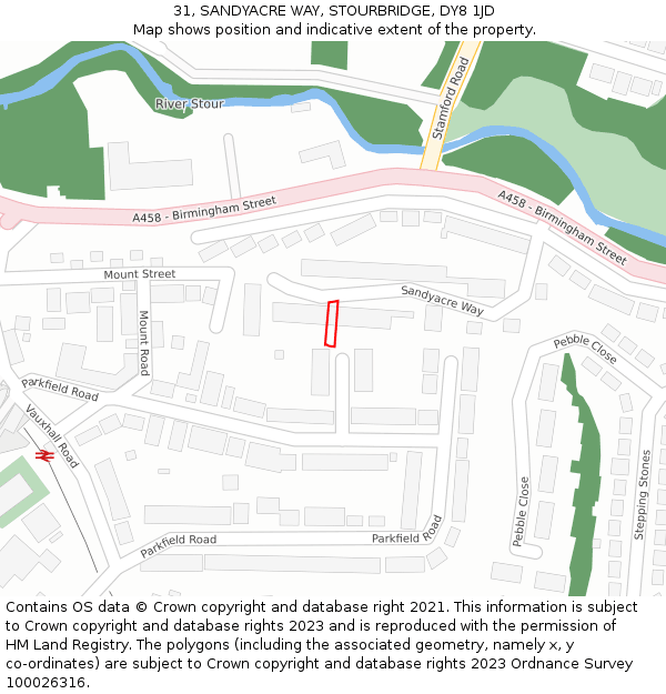 31, SANDYACRE WAY, STOURBRIDGE, DY8 1JD: Location map and indicative extent of plot