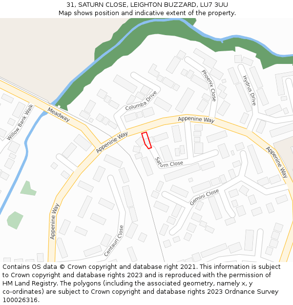 31, SATURN CLOSE, LEIGHTON BUZZARD, LU7 3UU: Location map and indicative extent of plot