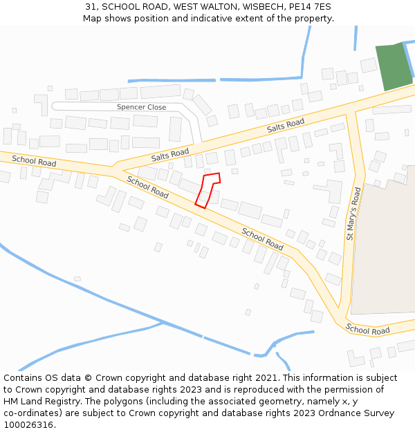 31, SCHOOL ROAD, WEST WALTON, WISBECH, PE14 7ES: Location map and indicative extent of plot