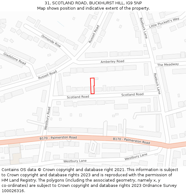 31, SCOTLAND ROAD, BUCKHURST HILL, IG9 5NP: Location map and indicative extent of plot