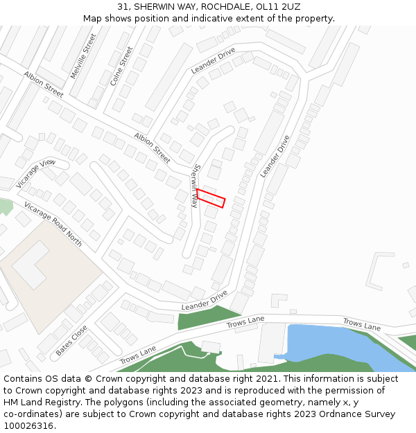 31, SHERWIN WAY, ROCHDALE, OL11 2UZ: Location map and indicative extent of plot