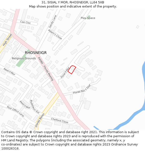 31, SISIAL Y MOR, RHOSNEIGR, LL64 5XB: Location map and indicative extent of plot