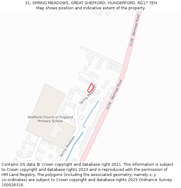 31, SPRING MEADOWS, GREAT SHEFFORD, HUNGERFORD, RG17 7EN: Location map and indicative extent of plot