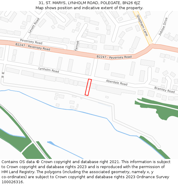 31, ST. MARYS, LYNHOLM ROAD, POLEGATE, BN26 6JZ: Location map and indicative extent of plot