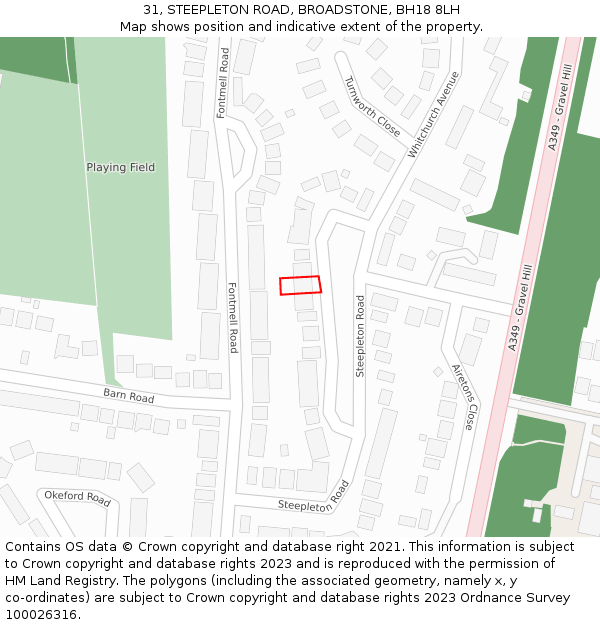 31, STEEPLETON ROAD, BROADSTONE, BH18 8LH: Location map and indicative extent of plot