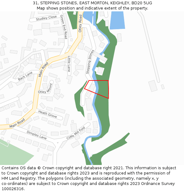 31, STEPPING STONES, EAST MORTON, KEIGHLEY, BD20 5UG: Location map and indicative extent of plot