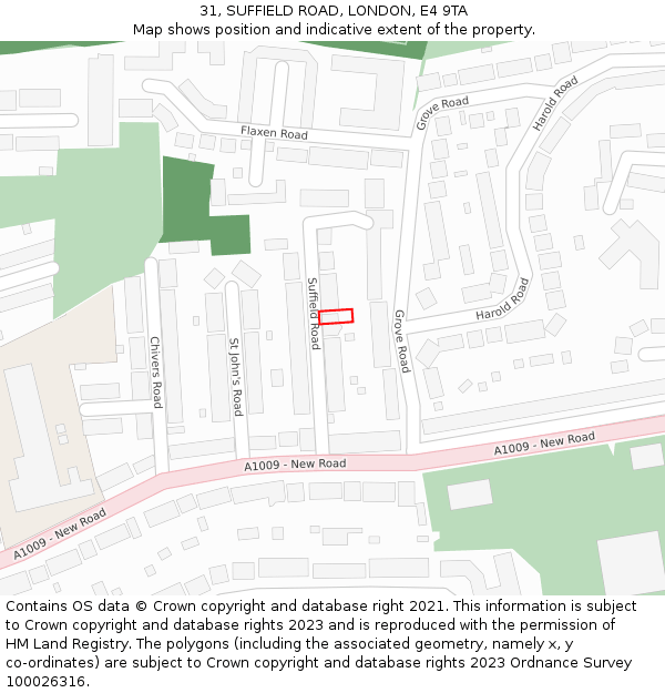 31, SUFFIELD ROAD, LONDON, E4 9TA: Location map and indicative extent of plot