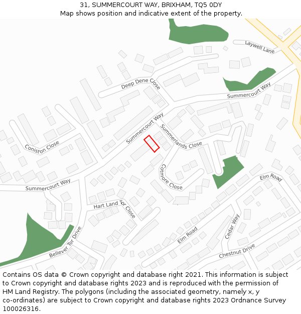 31, SUMMERCOURT WAY, BRIXHAM, TQ5 0DY: Location map and indicative extent of plot