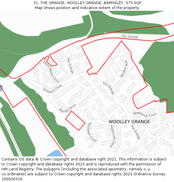 31, THE GRANGE, WOOLLEY GRANGE, BARNSLEY, S75 5QP: Location map and indicative extent of plot