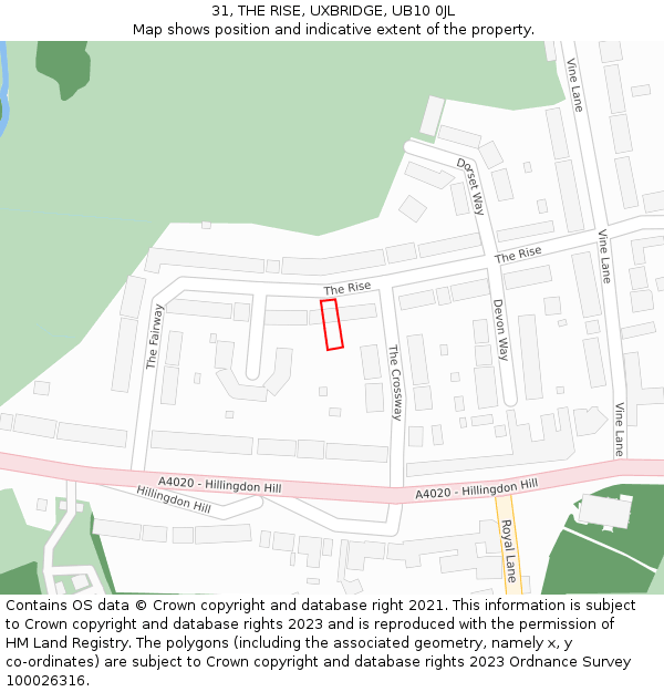 31, THE RISE, UXBRIDGE, UB10 0JL: Location map and indicative extent of plot