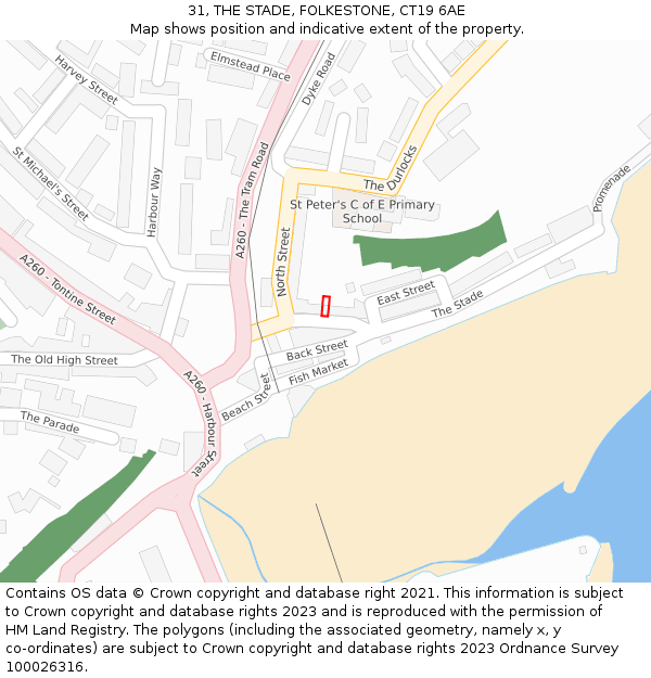 31, THE STADE, FOLKESTONE, CT19 6AE: Location map and indicative extent of plot