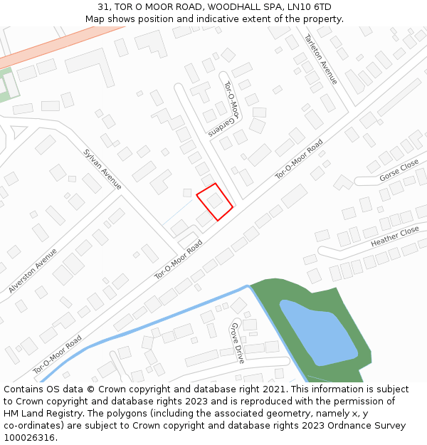 31, TOR O MOOR ROAD, WOODHALL SPA, LN10 6TD: Location map and indicative extent of plot