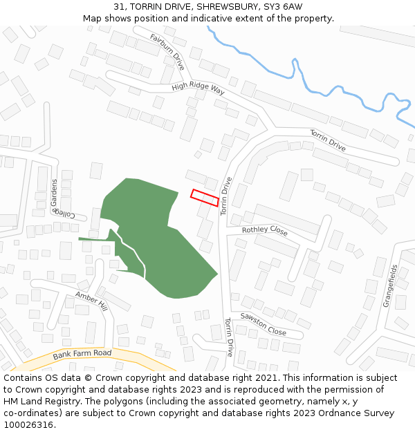 31, TORRIN DRIVE, SHREWSBURY, SY3 6AW: Location map and indicative extent of plot