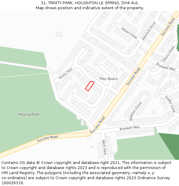 31, TRINITY PARK, HOUGHTON LE SPRING, DH4 4UL: Location map and indicative extent of plot