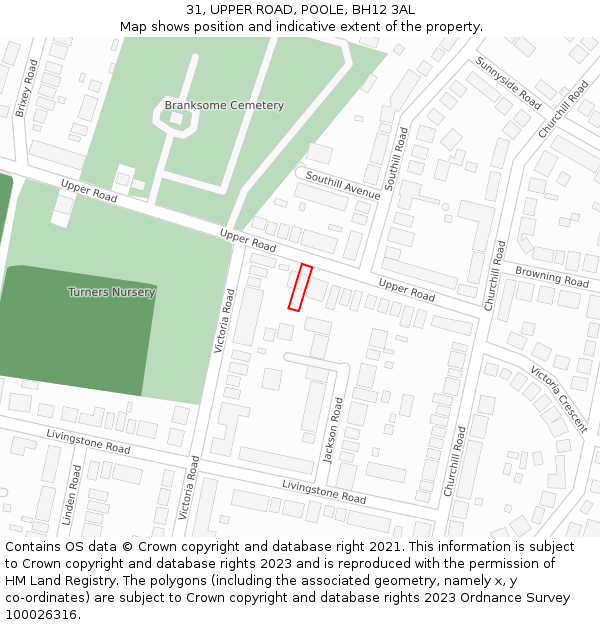 31, UPPER ROAD, POOLE, BH12 3AL: Location map and indicative extent of plot